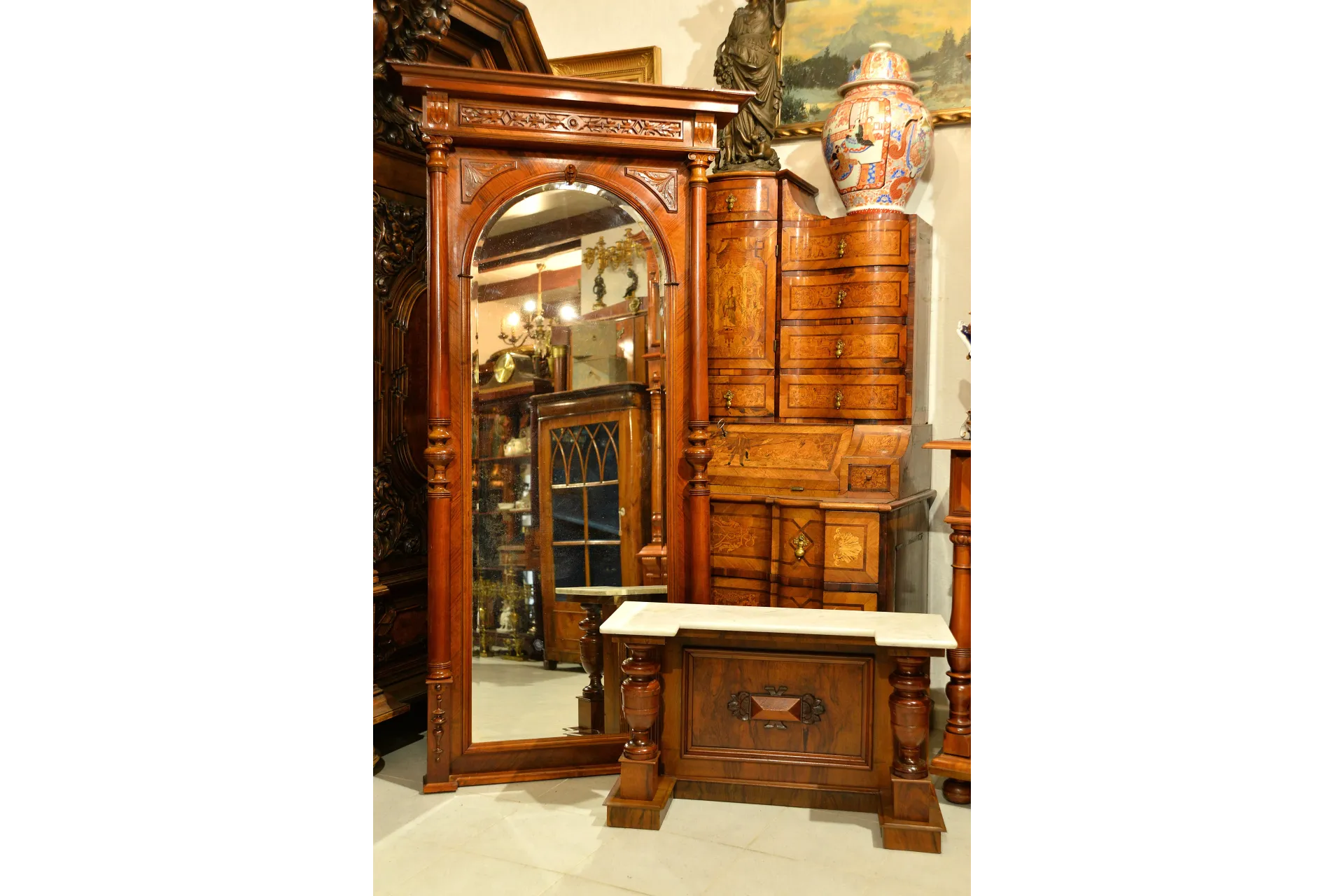 WYSOKIE LUSTRO EKLEKTYCZNE Z KONSOLĄ ok. 1880r