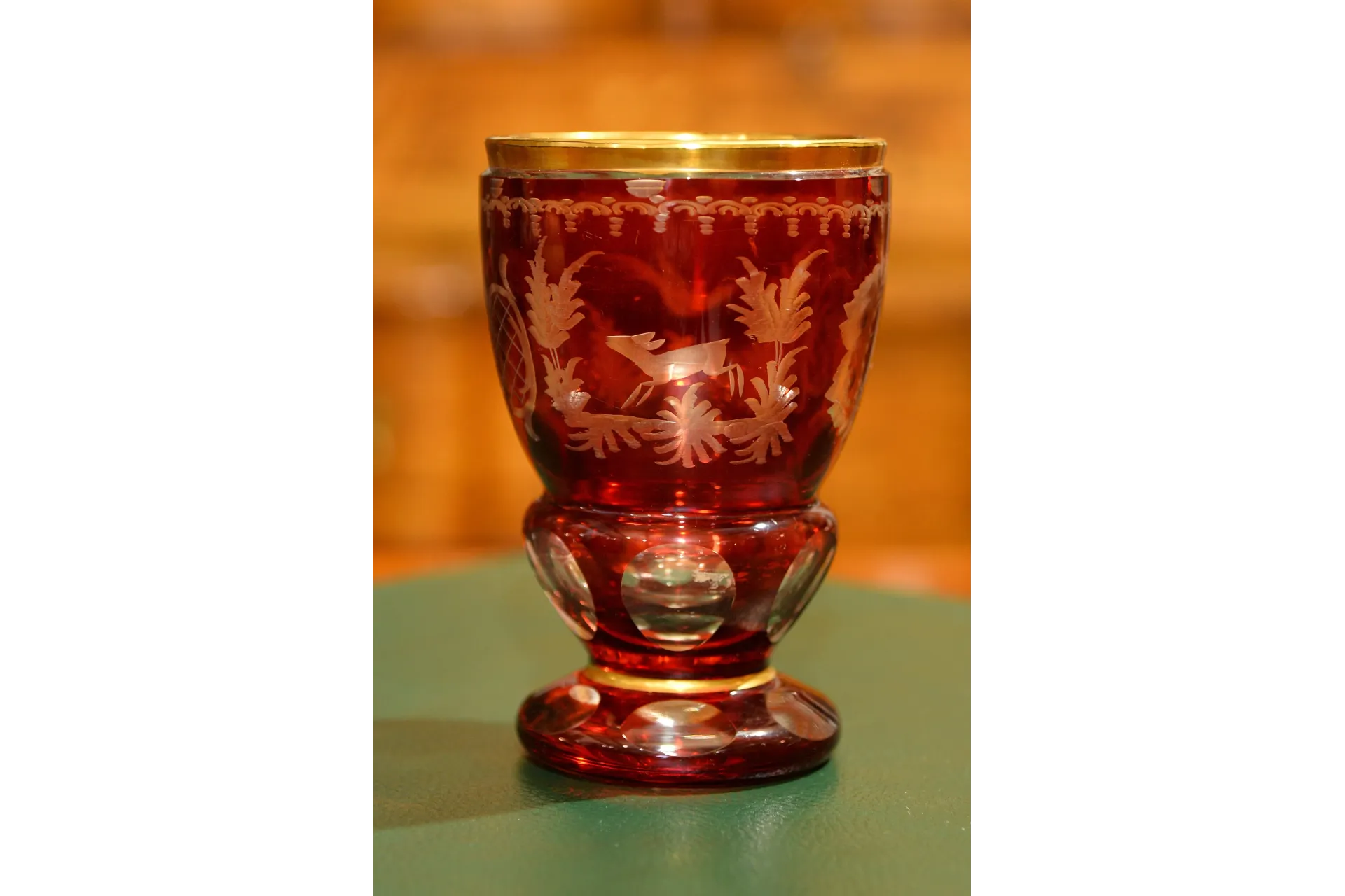 KIELICH PUCHAR BIEDERMEIER CZERWONY /3/ XXw