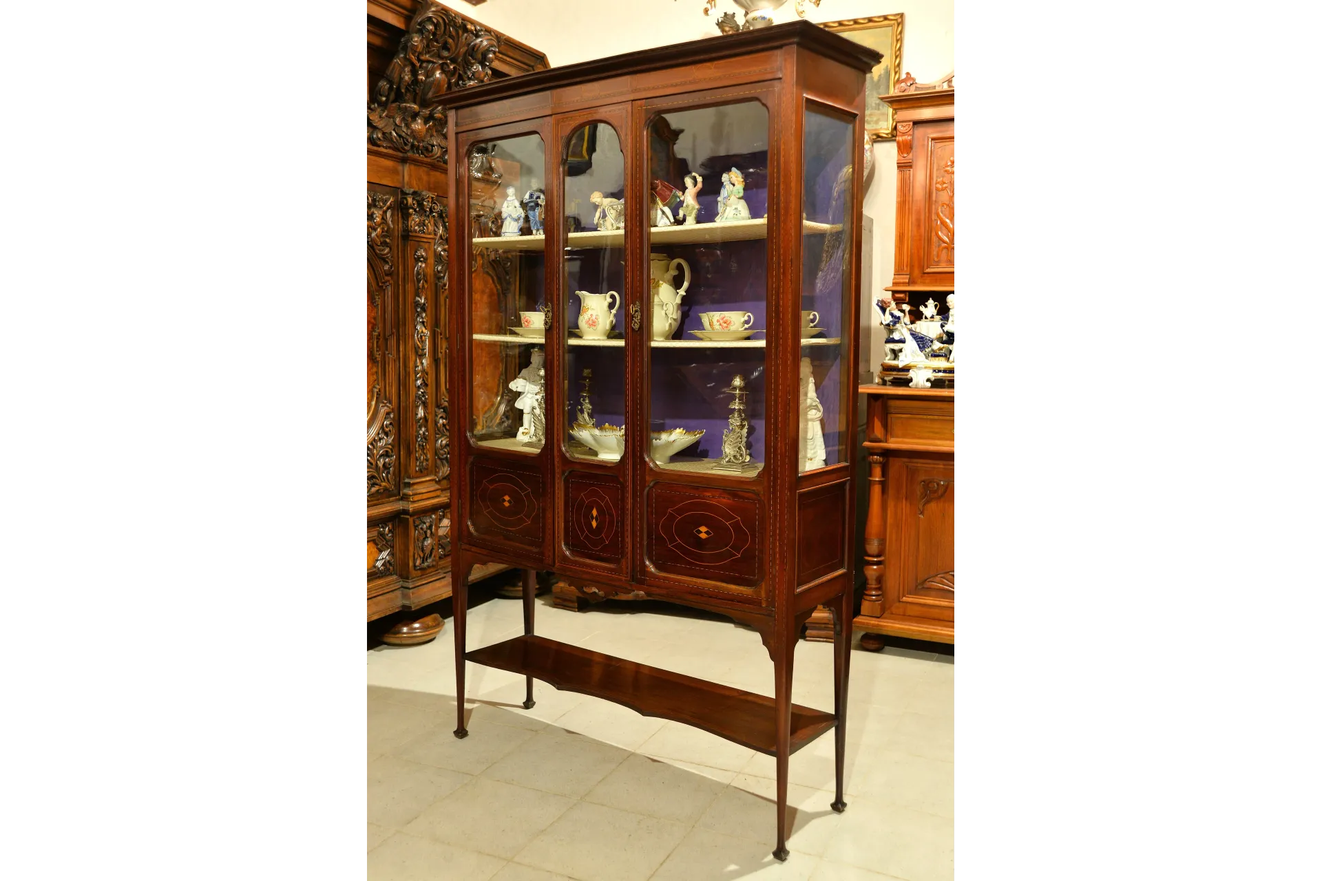 SERWANTKA WITRYNA SECESYJNA INTARSJOWANA ok. 1915r