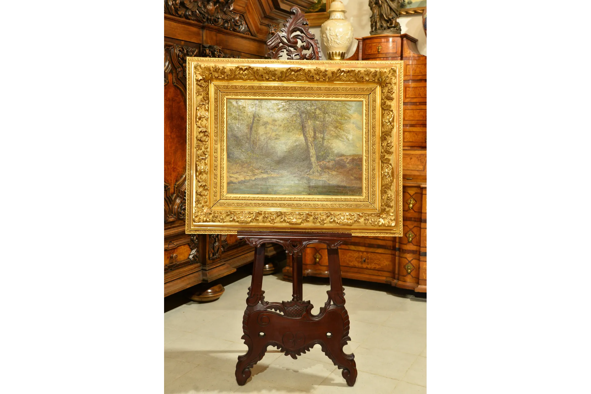 OBRAZ - OLEJ NA PŁ&Oacute;TNIE - DUŻA PIĘKNA RAMA ok. 1900r