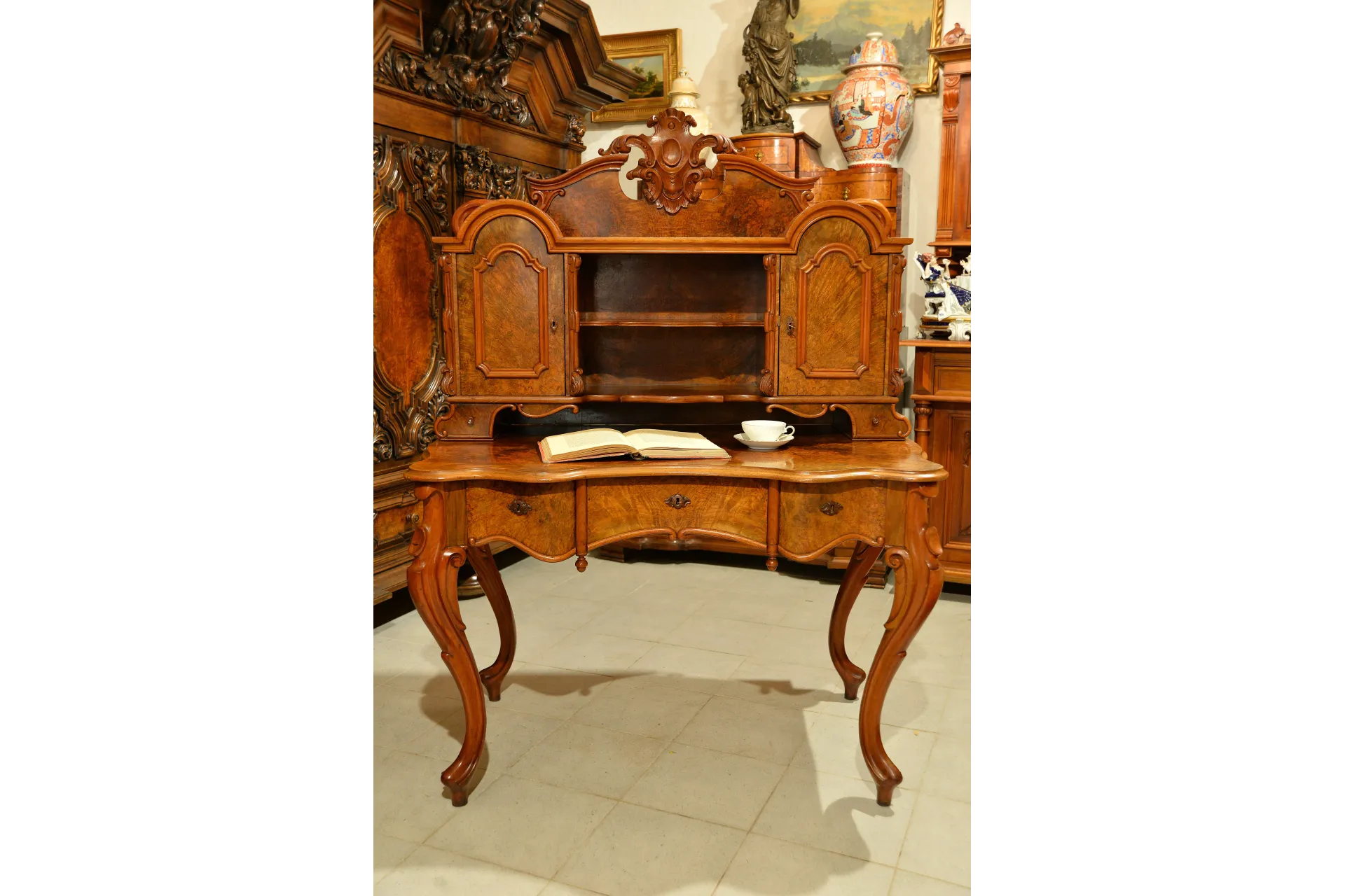 BIURKO SEKRETARZYK Z NADSTAWKĄ LUDWIK FILIP PIĘKNY MODEL ok. 1860r