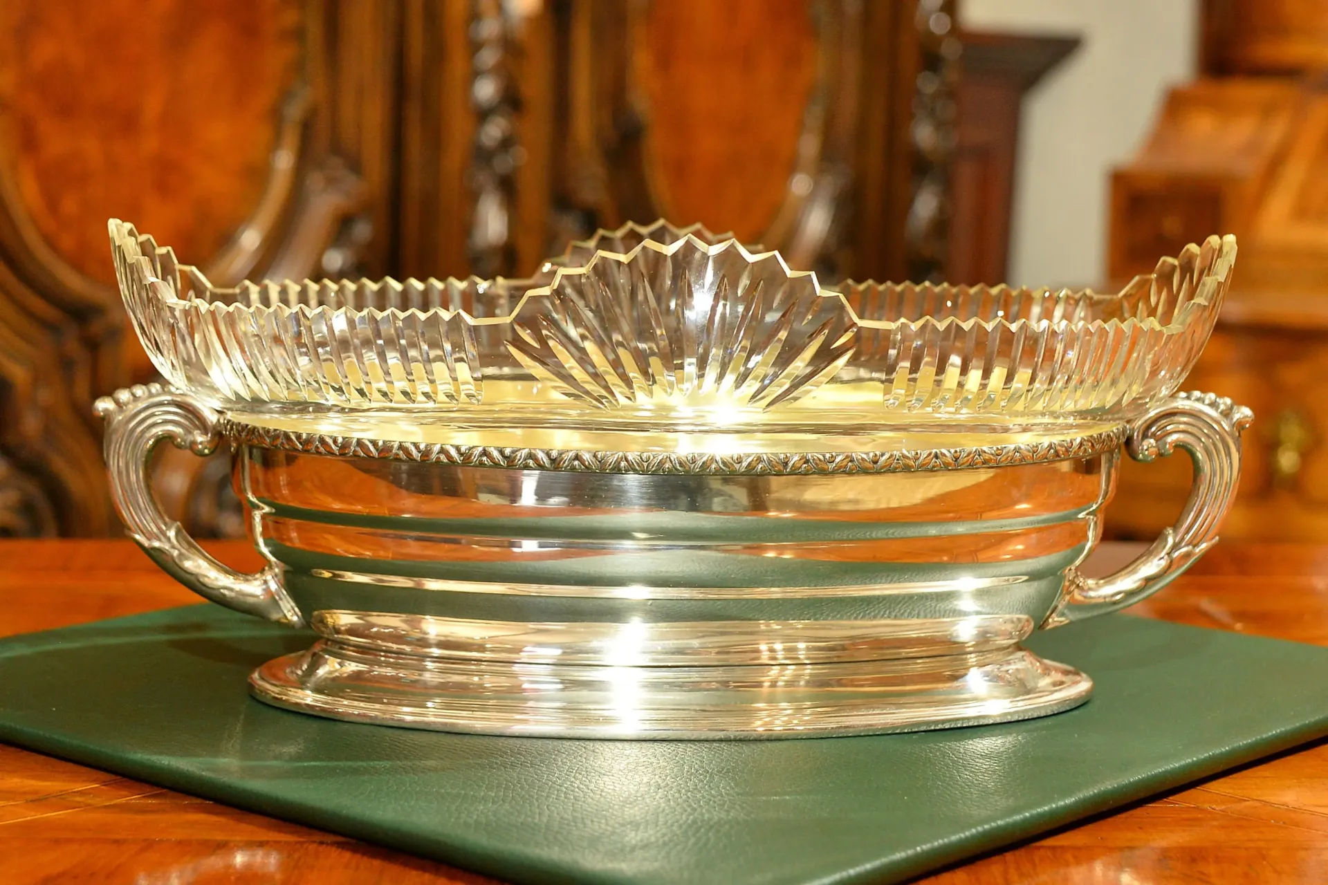 SREBRZONA ŻARDINIERA Z ORYGINALNYM WKŁADEM ok. 1920r