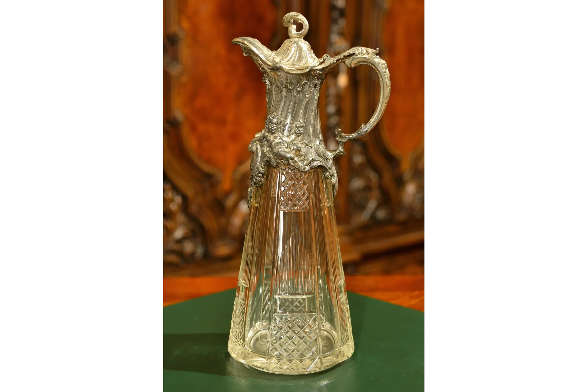 OKUWANA KARAFKA DZBAN SZKŁO + PLATER ok. 1900r