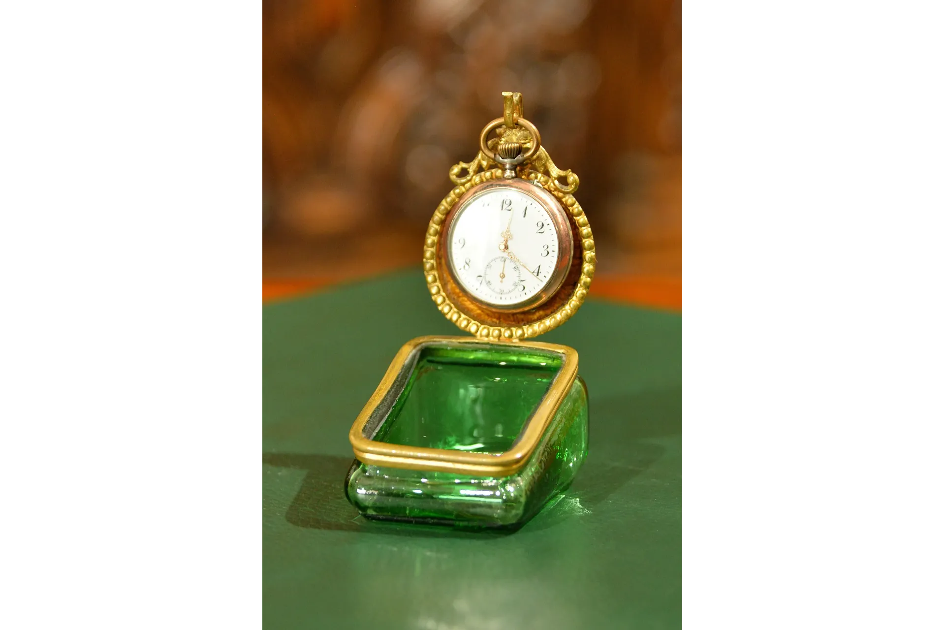 SZKATUŁKA STOJACZEK NA ZEGAREK WISIOREK ok. 1900r