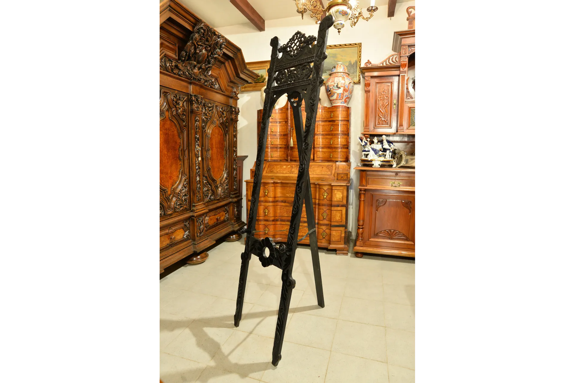 DUŻA DEKORACYJNA SZTALUGA DREWNO 183cm ok. 1900r
