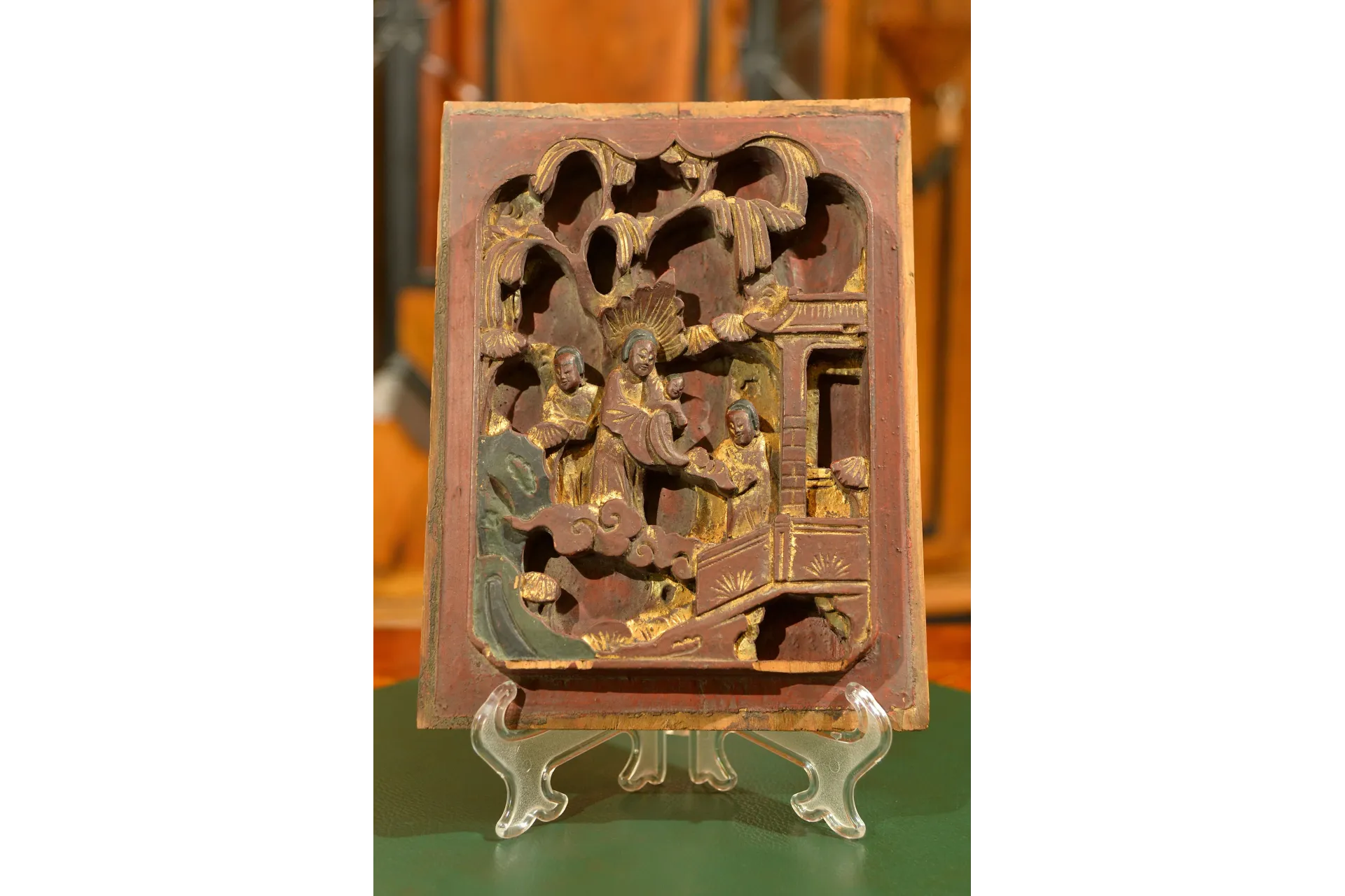 ANTYCZNY CHIŃSKI PANEL RZEŹBIONY ok. 1890r