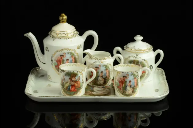 SERWIS TETE A TETE SUHL SCHLEGELMILCH 1891r