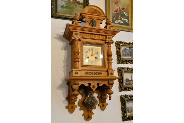 WISZĄCY ZEGAR EKLEKTYCZNY DĄB JUNGHANS 1890r 100% ORYGINAŁ