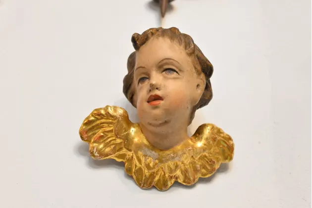 PUTTO DREWNIANY ANIOŁEK WISZĄCY ok. 1850r