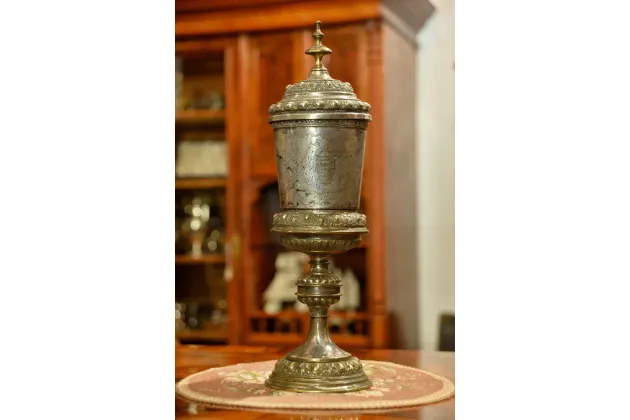 POTĘŻNY KIELICH PUCHAR SREBRZONY 45cm 1888r