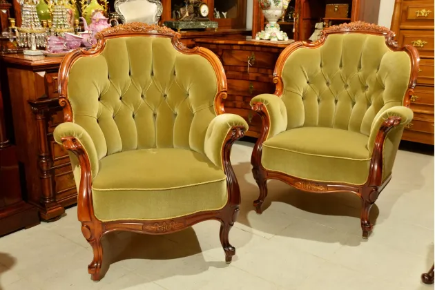 PARA FOTELI LUDWIK FILIP ok. 1860r PO RENOWACJI