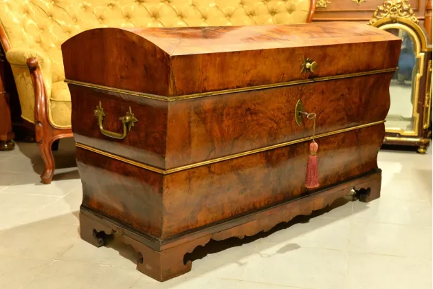 INTARSJOWANY KUFER SKRZYNIA BIEDERMEIER - UNIKATOWA FORMA - ok. 1830r