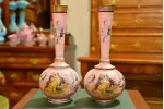 PARA WAZON&Oacute;W R&Oacute;ŻOWE SZKŁO BOHEMIA ok. 1860r