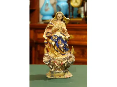 FIGURKA DREWNIANA - IMMACULATA - MATKA BOSKA NIEPOKALANIE POCZĘTA - POLSKA ok. 1750r