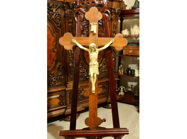 DUŻY WISZĄCY KRZYZ KRUCYFIKS 90cm XIXw