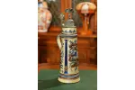 DUŻY KUFEL CERAMICZNY Z CYNOWĄ KLAPĄ ok. 1890r