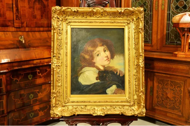 OLEJ NA PŁ&Oacute;TNIE - DZIEWCZYNKA Z PSEM - na podst. JEAN-BAPTISTE GREUZE