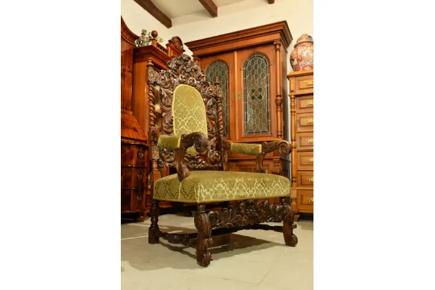 POTĘŻNY FOTEL NEORENESANSOWY XIXw ok. 1880r