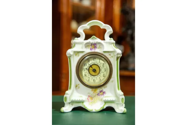 ZEGAR BUDZIK PORCELANOWY JUNGHANS ok. 1900r