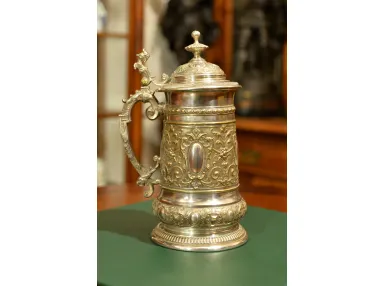 KUFEL SREBRZONY BOGATO ZDOBIONY ok. 1900r