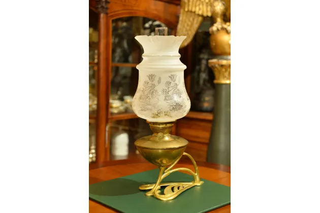 NIETYPOWA SECESYJNA LAMPA NAFTOWA ok. 1915r