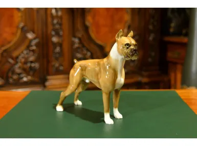 FIGURKA PORCELANOWA PIES BOXER HUTSCHENREUTHER I poł. XXw