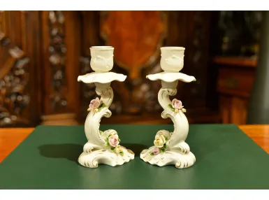 PARA ŚWIECZNIK&Oacute;W PORCELANOWYCH RUDOLF KAMMER VOLKSTEDT
