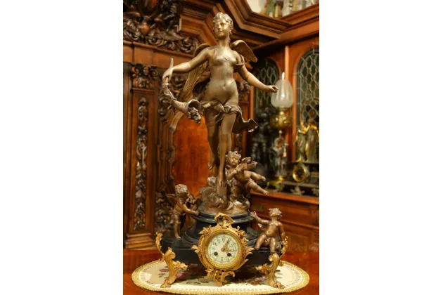 POTĘŻNY ZEGAR KOMINKOWY MARTIE&Cie 78cm XIXw