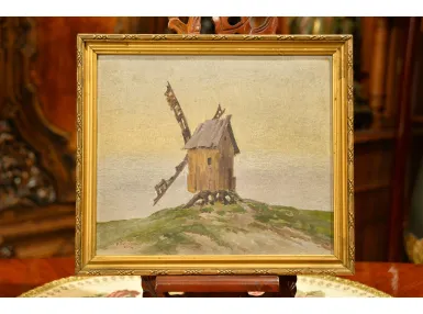 OBRAZ OLEJNY - E. WALLNER - WIATRAK - 1935r