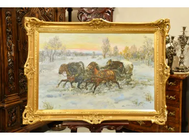 OLEJ NA PŁ&Oacute;TNIE - ZAPRZĘG TROJKA - EUGENIUSZ PIERZYŃSKI