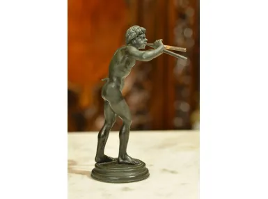 RZEŹBA Z BRĄZU - FAUN GRAJĄCY NA AULOSIE - ok. 1890r
