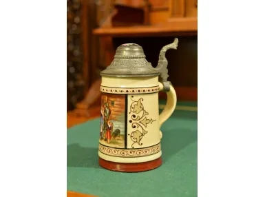 PORCELANOWY KUFEL Z LITOFANIĄ ok. 1900r
