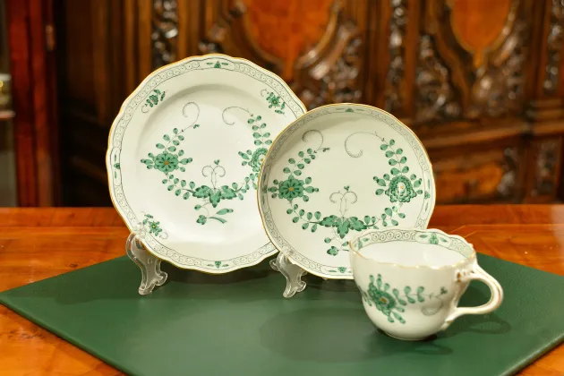 ZESTAW ŚNIADANIOWY TRIO DUŻA FILIŻANKA MIŚNIA MEISSEN