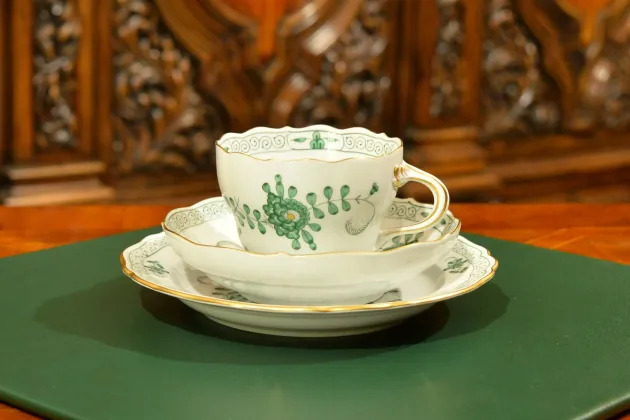 ZESTAW ŚNIADANIOWY TRIO DUŻA FILIŻANKA MIŚNIA MEISSEN