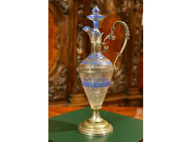 UNIKATOWA KARAFKA SZKŁO + PLATER WMF ok. 1890r