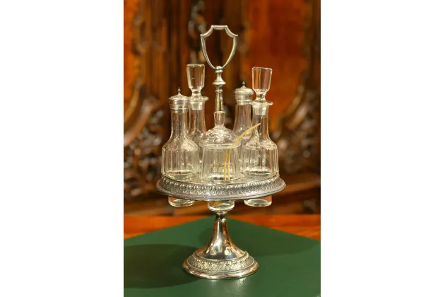 DUŻY SREBRZONY KABARET DO PRZYPRAW ok. 1920r
