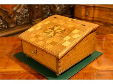 SKRZYNECZKA SZKATUŁA INTARSJOWANA BAROK 1784r