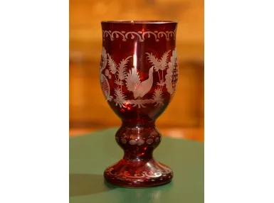 KIELICH PUCHAR BIEDERMEIER CZERWONY XXw
