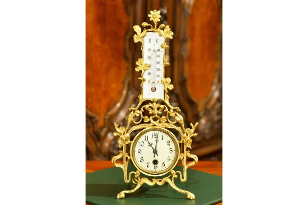 SECESYJNY ZEGAR + TERMOMETR ok. 1915r