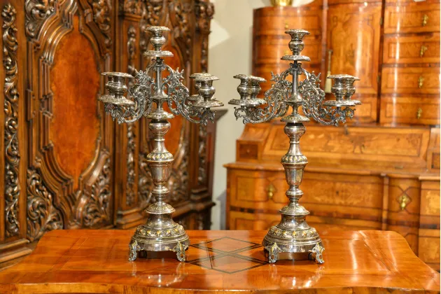 PARA POTĘŻNYCH KANDELABR&Oacute;W ŚWIECZNIK&Oacute;W PLATERY 1900r