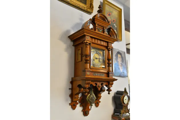 WISZĄCY ZEGAR EKLEKTYCZNY JUNGHANS ok. 1890r PIĘKNY STAN