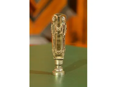 SZKLANA SECESYJNA PIECZĘĆ LAKOWA Z MONOGRAMEM PLATER ok. 1915r
