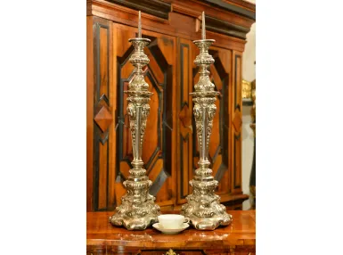 ABSOLUTNY RARYTAS - DUŻE ŚWIECZNIKI - FRAGET WARSZAWA 86CM PLATER 1851-1854r
