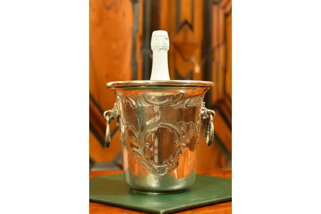 OZDOBNY KRATER POJEMNIK NA WINO SZAMPANA PLATER ok. 1920r