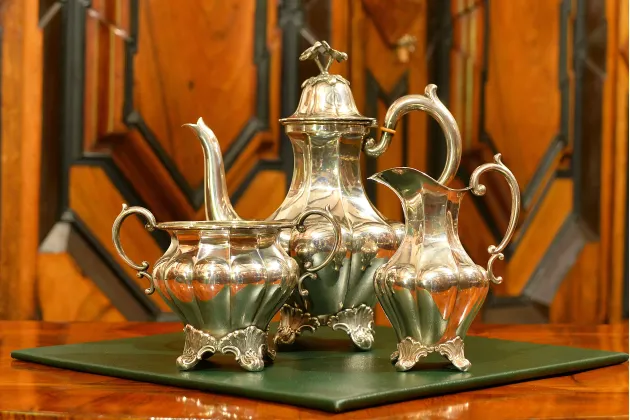 SREBRZONY SERWIS DO KAWY HERBATY 1930r
