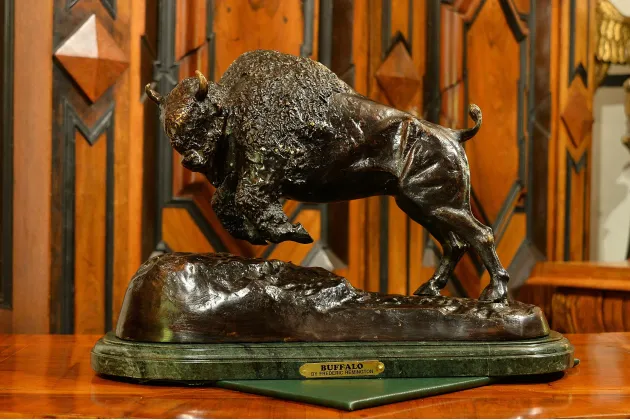 RZEŹBA Z BRĄZU "BUFFALO" BIZON WG F. REMINGTONA